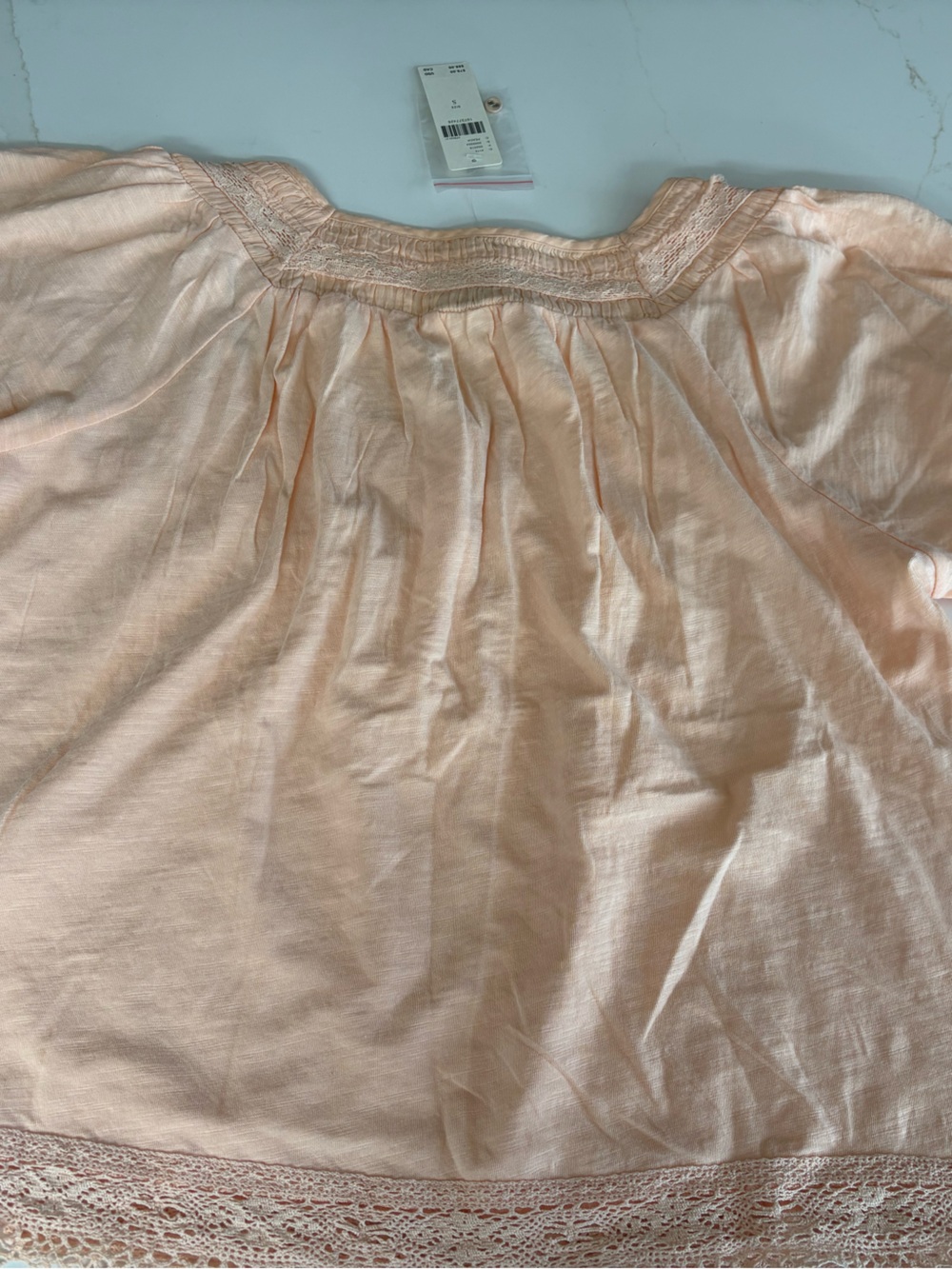Anthropologie Lace-Trim Peasant Top - Women NWT - small - peach parfait - Picture 9 of 9